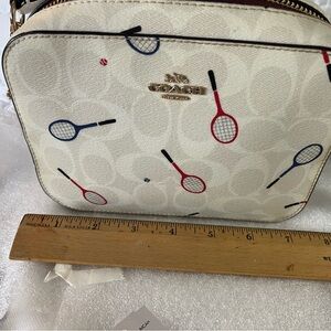 Coach Cream Tennis Racket Crossbody Bag